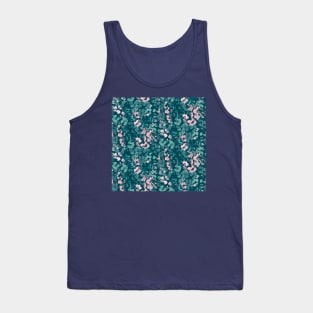 Pink and Teal Splashed Flowers Tank Top